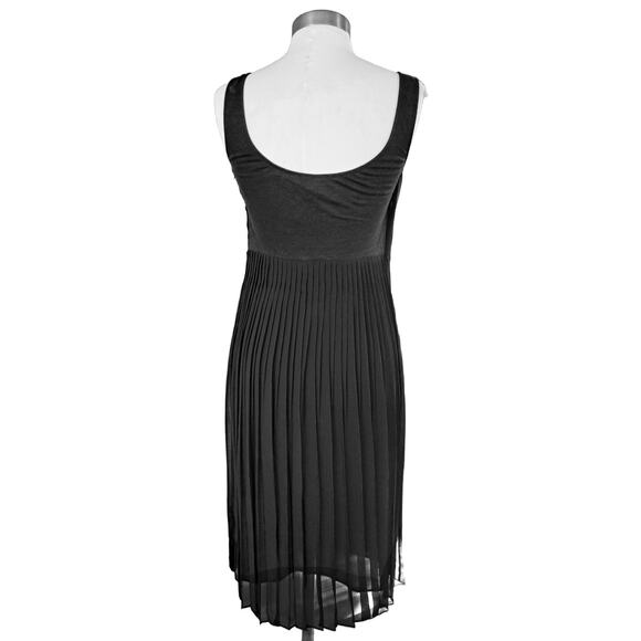 BURBERRY BRIT Black Cece Pleated Georgette Silk Linen Knit Midi Dress Size 4 - Picture 4 of 13